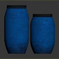 Two Blue Household Storage Buckets With Black Lids For Home Organization 3d model