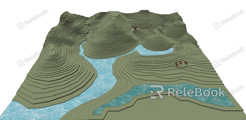 modern terrace terrace landscape micro-topography model