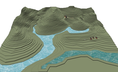 modern terrace landscape micro-topography 3d model