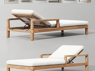 Modern Lounge Chair With Wooden Frame White Cushion And Armrest Design 3d model