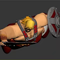 Muscular Male Warrior Holding Sword In Red Outfit 3D Model Design