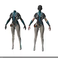 Two Character Costumes In Blue And White With Belt Gloves And Leggings