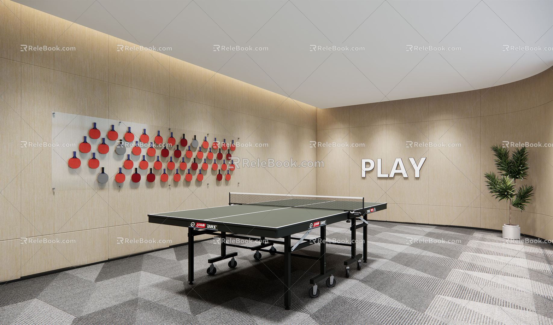 Modern table tennis room 3d model