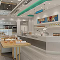 Modern Dessert Shop Interior With Display Cases And Pastries 3d model