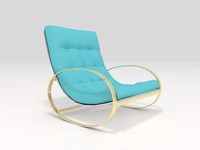 Modern Turquoise Lounge Chair with Gold Curved Frame Upholstered Seat and Backrest 3d model
