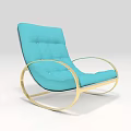 Modern Turquoise Lounge Chair with Gold Curved Frame Upholstered Seat and Backrest