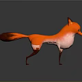 3D Designed Game Movie Character Orange Fox With Fluffy Tail Pink Chest In Standing Pose