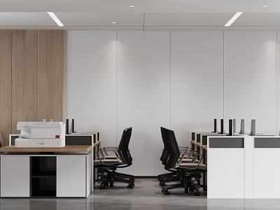 Modern Public Office Space With Ergonomic Chairs Desks And Storage Cabinets 3d model