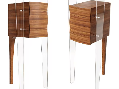 Elegant Modern Console Side Cabinet With Wooden Drawers And Acrylic Legs 3d model
