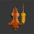 Cute Cartoon Orange Deer With White Spots And Yellow Baby Lion Together