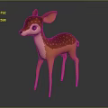 Cute Orange Deer Figurine with White Spots Standing 3D Model Design on Grey Background