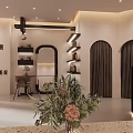 Modern Fashion Clothing Store Interior with Hanging Clothes on Racks and Stylish Display Shelves