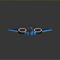 Futuristic Blue And Purple Sci Fi Aircraft With Large Wheels And Sleek Design