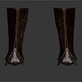 Black Leather Boot Shaped Combat Weapon With Metallic Accents And Sharp Edges Design