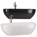 White Modern Freestanding Bathtub Design With Sleek Shape And Faucet Details