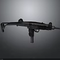 Vintage Submachine Gun Classic Design With Metal Barrel Stock And Magazine