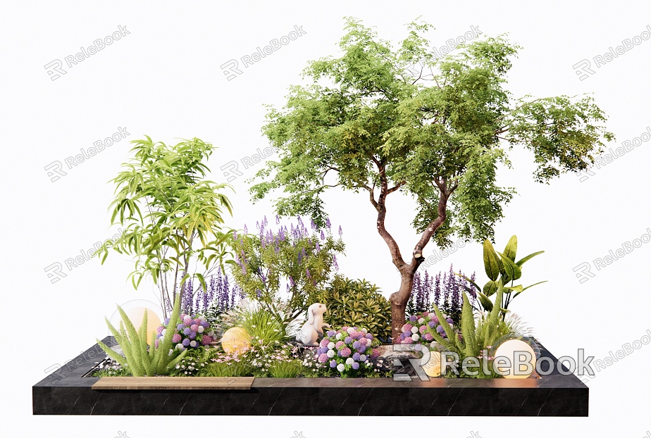 Modern Plant Combination Flower Border Plant Pile Flowers and Grasses Courtyard Sketches Landscape Trees Shrubs model