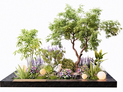 Modern Plant Combination Flower Border Plant Pile Flowers and Grasses Courtyard Sketches Landscape Trees Shrubs model