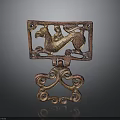 Ancient Intricate Bronze Sculpture Carving Featuring Mythical Animal And Decorative Base