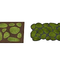 Shaped Carpets With Green Stone Like Patterns In Square And Irregular Shapes
