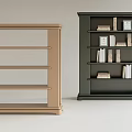 Light Brown And Dark Green Open Bookcases With Shelves Books And Decorative Items