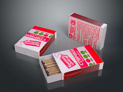 Churchill Safety Matchboxes Open With Matches Inside Red White Packaging Design 3d model