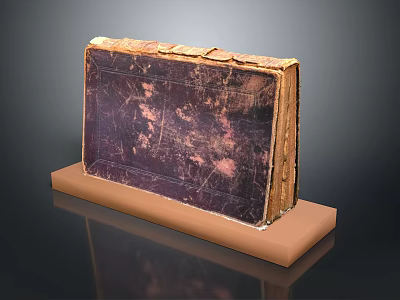 Vintage Brown Wooden Furniture Display Stand With Old Book Decoration 3d model