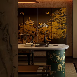 New Chinese Tea Room 3d model