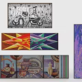 Various Colorful Abstract Paintings With Geometric Patterns And Modern Art Designs