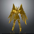 Golden Mythical Armor Costume With Ornate Angel Wings And Crown Design