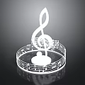 White Treble Clef Decorative Ornament With Surrounding Music Notes On Circular Base