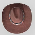 Brown Leather Cowboy Hat With Decorative Colorful Pattern Band And Metal Buckle