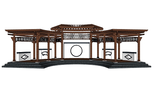 New Chinese Style Corridor New Oriental Zen Pavilion 3d model