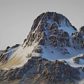 Garden Landscape Showcasing Snow Capped Rocky Peak Clear Rock Textures And Green Foot Vegetation
