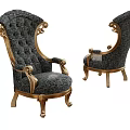 Elegant Classic Accent Chair With Ornate Gold Frame And Tufted Fabric Design