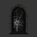 Vintage Decorative Mirror With Black Ornate Frame And Broken Glass Intricate Carvings