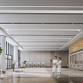 Modern Hospital Outpatient Clinic Hall With Medical Staff And Patients