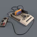Vintage Retro Gaming Console With Game Cartridge Controller And Wired Cables 3d model