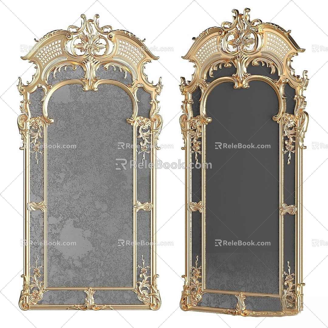 vintage mirror old mirror mirror classic rococo 3d model