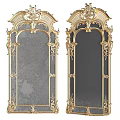 Two Golden Ornate Frame Mirrors With Classic Carvings And Elegant Design Details