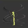 Yellow Game Movie Character Standing With Bow And Transparent Spiral Lines