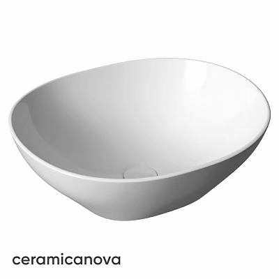 White Oval Modern Ceramic Above Counter Wash Basin With Smooth Surface 3d model