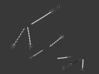 Industrial Equipment Metal Slender Screw Rods With Helical Structure And Connectors 3d model