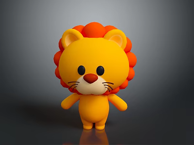 Cute 3D Cartoon Lion Character With Yellow Body Orange Fluffy Mane And Friendly Face 3d model