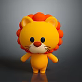 Cute 3D Cartoon Lion Character With Yellow Body Orange Fluffy Mane And Friendly Face