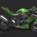 Kawasaki Green Sport Motorcycle With Sleek Design And Black Red Accents
