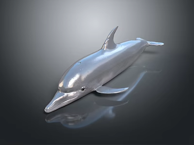 Silver Metallic Dolphin Decorative Ornament For Home Decoration With Shiny Surface And Smooth Design 3d model