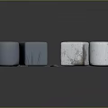 Cylindrical and Cubical Shapes with Textured Surfaces and Blue Fabric