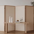 Silent screen solid wood folding rattan partition 3d model