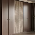 Modern Luxury Wooden Wardrobe With Lattice Panel Doors And Brass Handles
